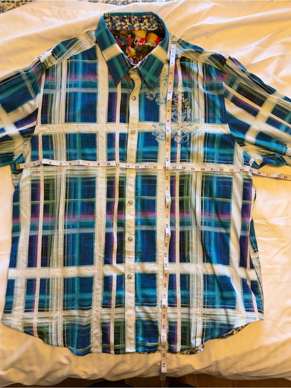 Robert Graham 3XL Blue Plaid Embroidered Button-Down Shirt